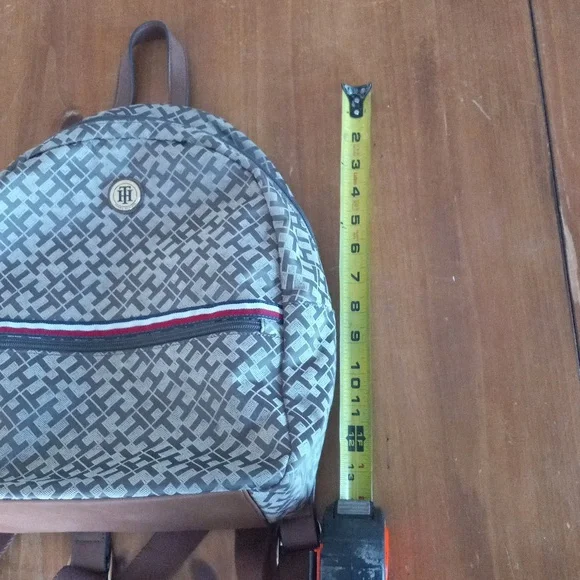 Tommy Hilfiger TH Graphic Brown Beige Backpack Purse - Picture 10 of 16